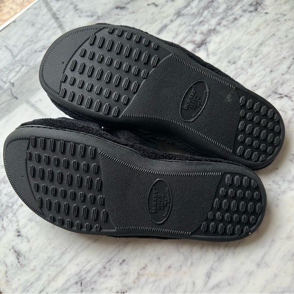 New isotoner Womens Microterry Bow Slide Slippers Black XL 9.5-10 - Picture 4 of 7